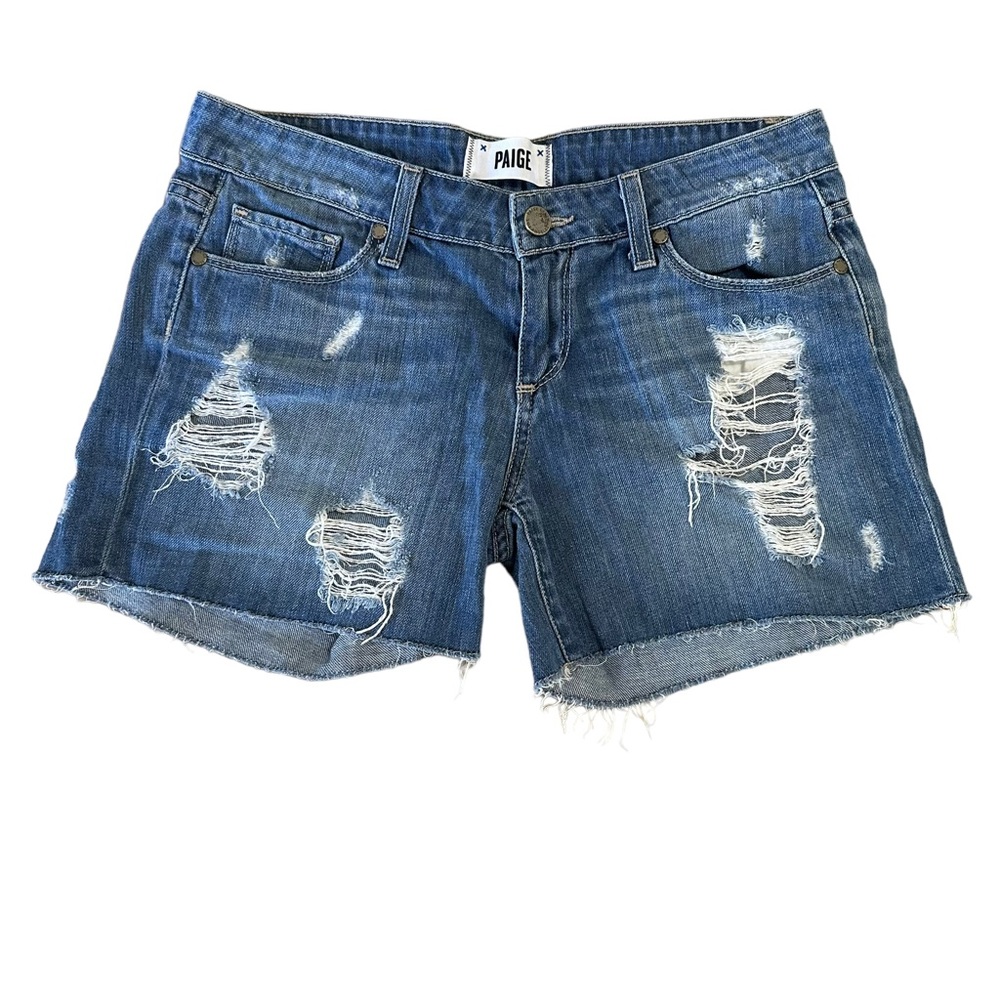 PAIGE Jimmy Jimmy Riley Destructed Denim shorts Size 25